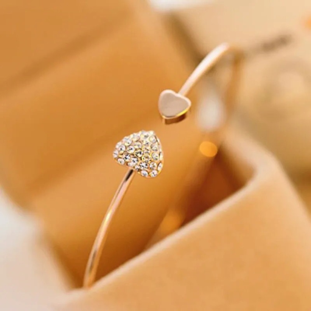 Heart bracelet gold crystal cuff love women’s jewelry accessories